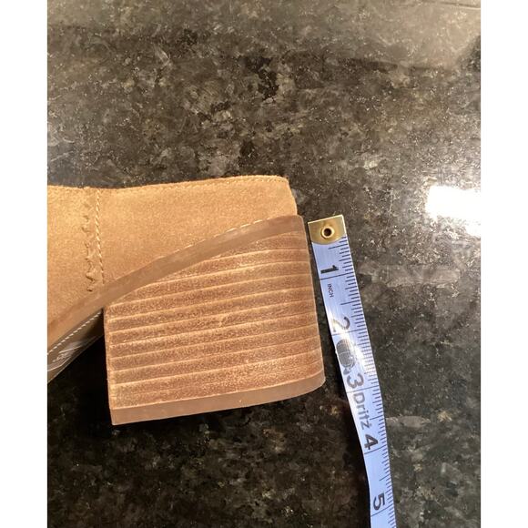 Toms Women's Leila Suede Leather Slip on Block Heel Mules Comfy Tan Size W8.5 - Picture 11 of 11